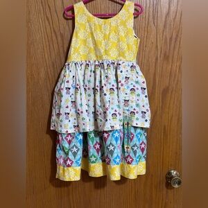 Jelly the Pug Colorful‎ Sleeveless Sz 6x Dress Patterns tired ruffles. Q